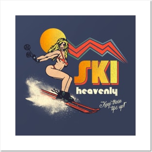 Ski Heavenly 70s/80s Retro Souvenir Style Skiing Posters and Art